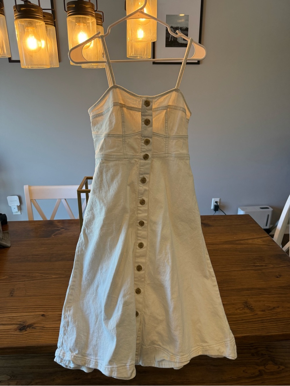 Target Cream Strapless Button-Front Sundress